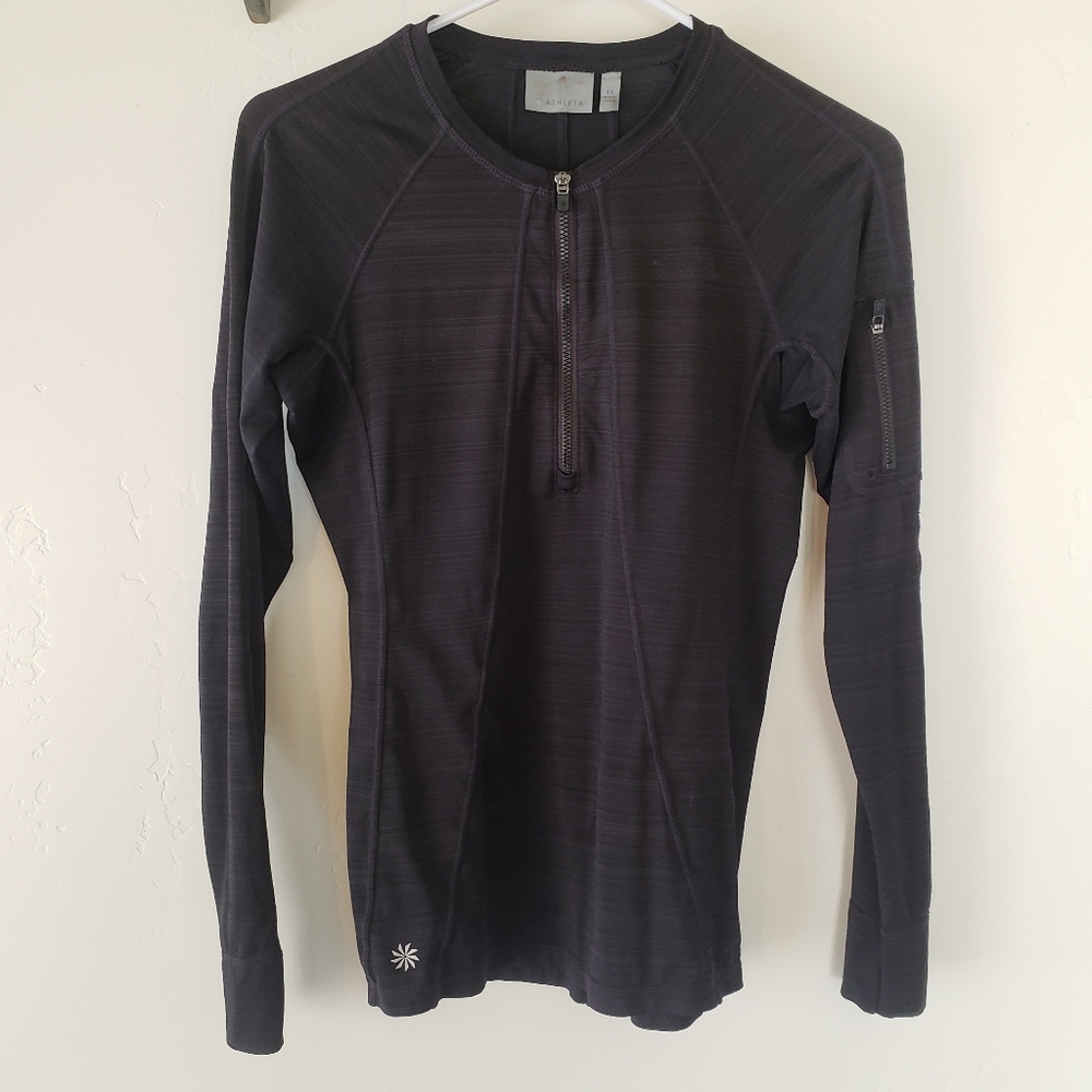 Athleta Long Sleeve Quarter Zip Top, Black XS